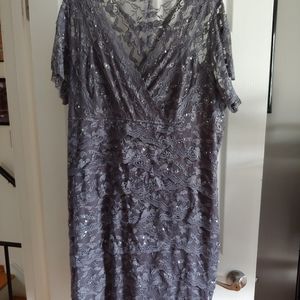 Gray lace midi dress